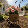 Antique Iron Wheelbarrow Flower Pot Container Planter Holder For Lawn Balcony Home Garden Decoration Indoor Outdoor Use Y5GB