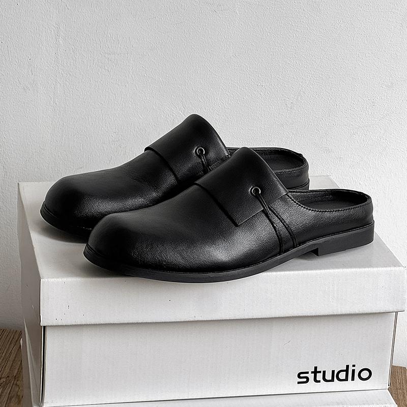 Fashion 2025 Men's Slip-On Loafers Genuine Leather Casual Black Shoes Comfortable Breathable Business Shoes for Work Office Daily Wear