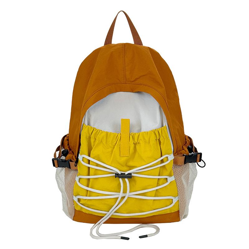 Schoolbag leisure sports bag large capacity travel bag simple drawstring backpack contrasting color college student couple schoolbag