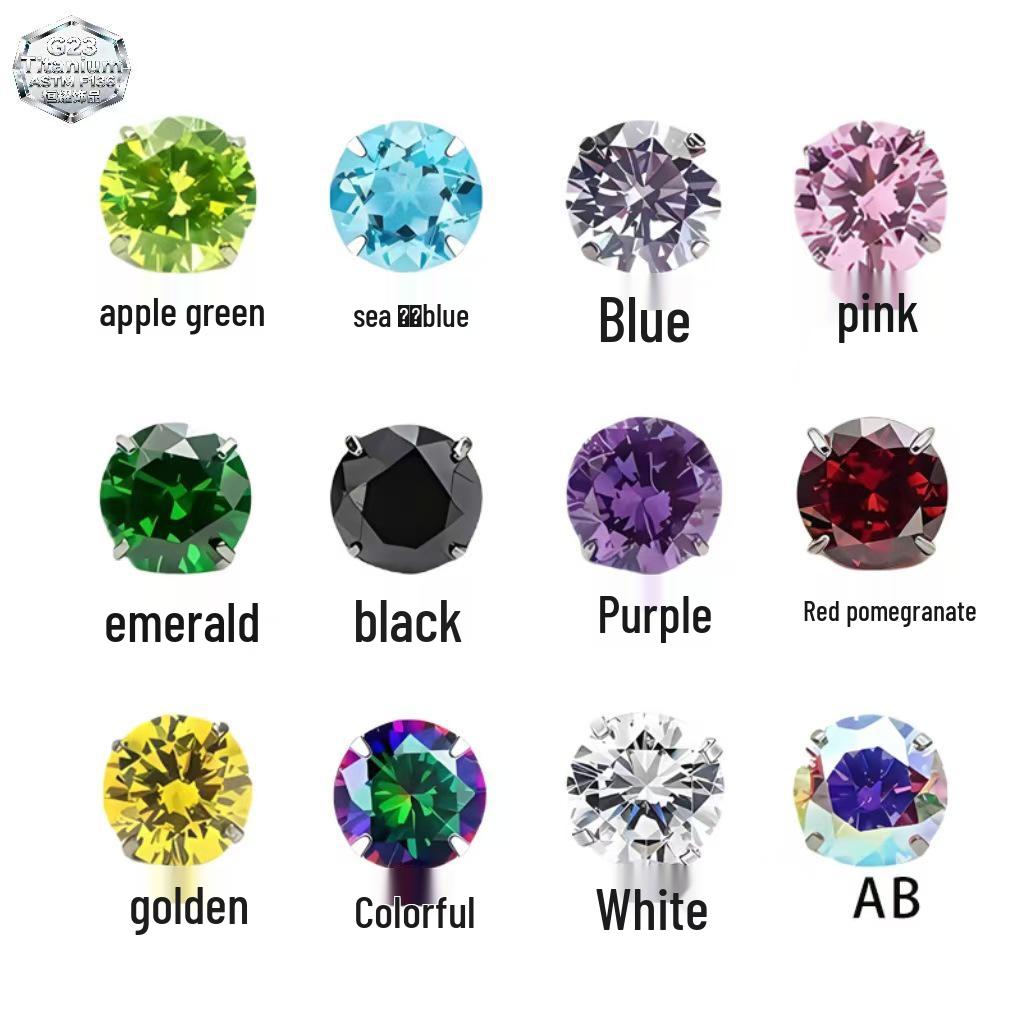 Exquisite Zirkon Push-Back Flachboden Titan Ohrstecker