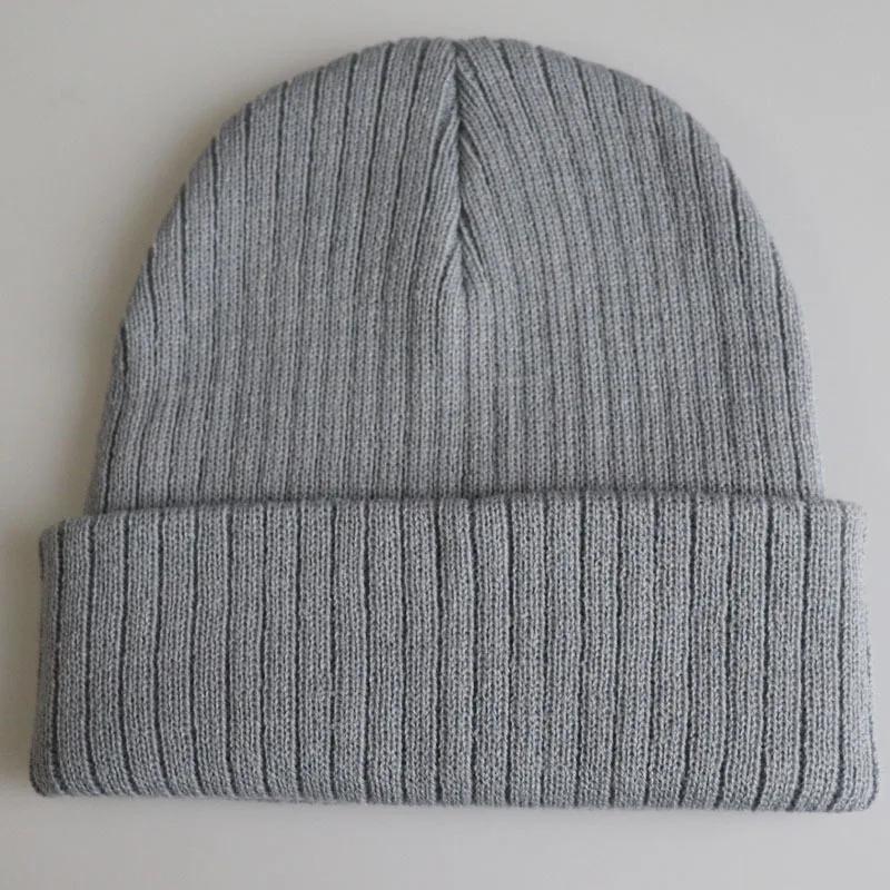 Solid Color Unisex Beanie Keep Warm Knitted Hat Fashion Hip Hop Stripe Winter Hats Skuilles Dad Ski Ladies Casual Bonnets Cap