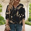 Women Plus Size V Neck Front Zip Geometric Printed Long Sleeve Sweatshirt White Pink Black