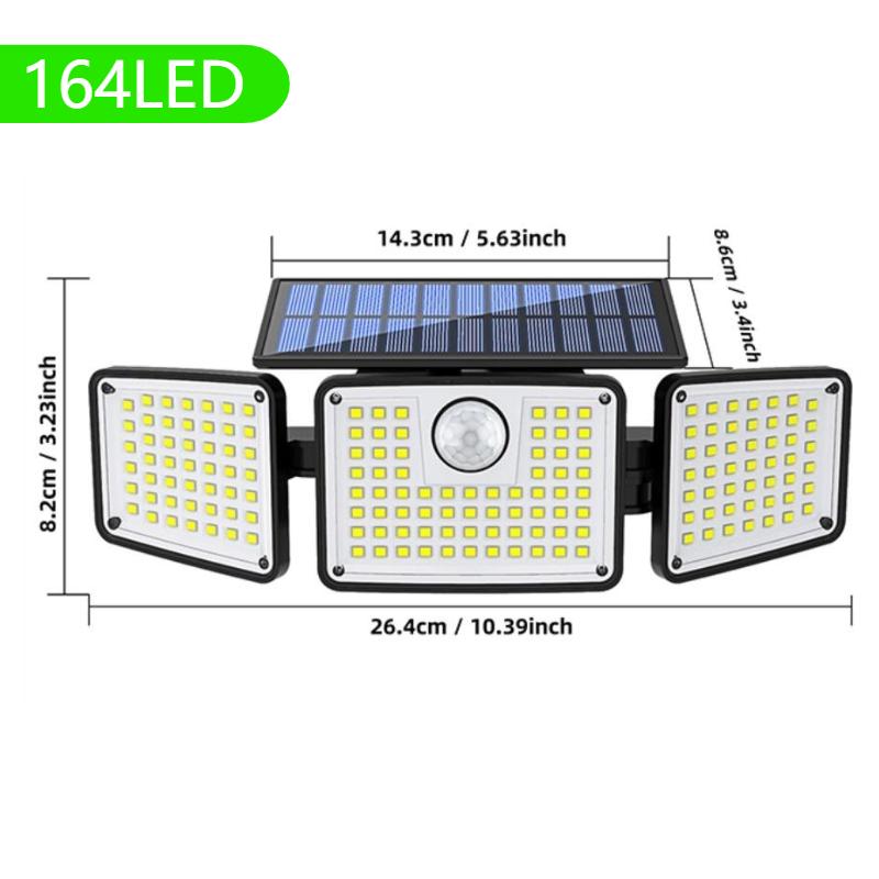 3 Head Solar Lights Outdoor Waterproof Motion Sensor Light 270° Illumination Led Solar Flood Lights Wall Lamp Garden Yard Patio