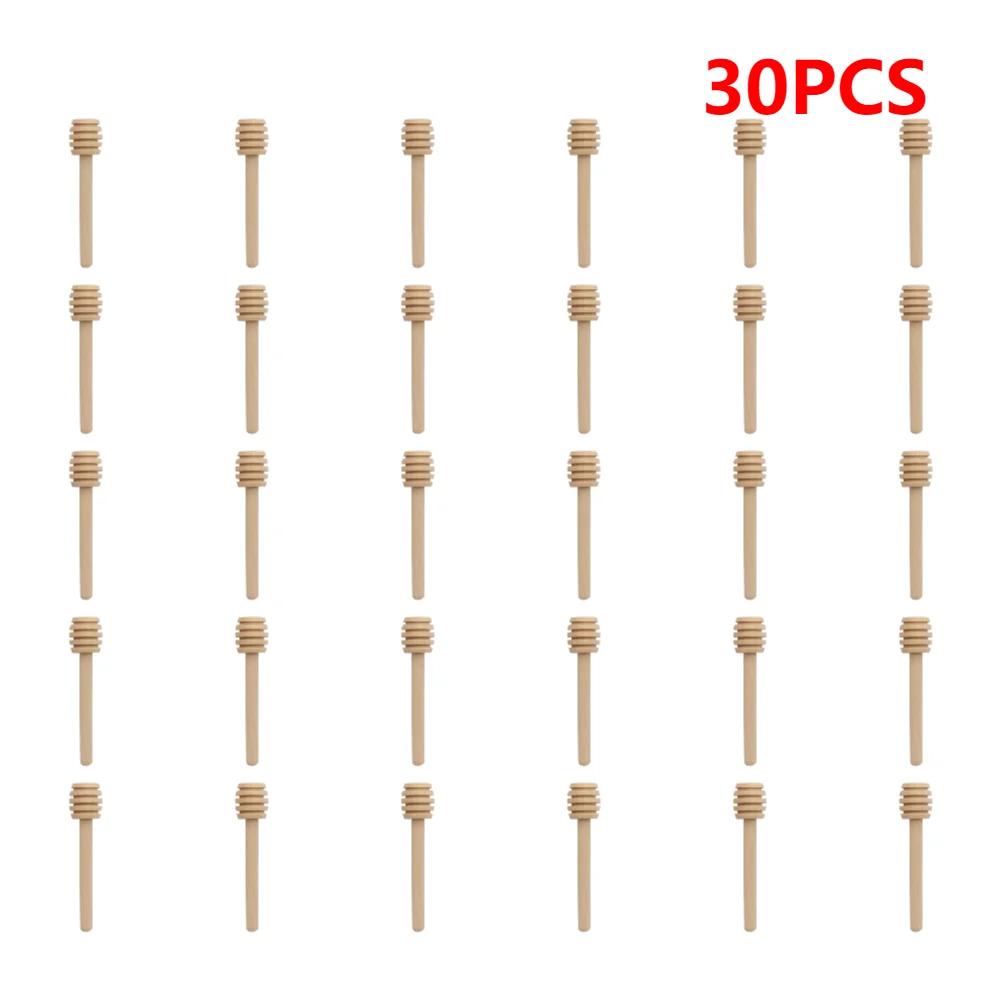 1-100PCS Wood Honey Spoon Stick Honey Stir Bar Mixing Handle Honey Wood Dipper Jar Spoon Honey Dipper Wooden Stirring Tools