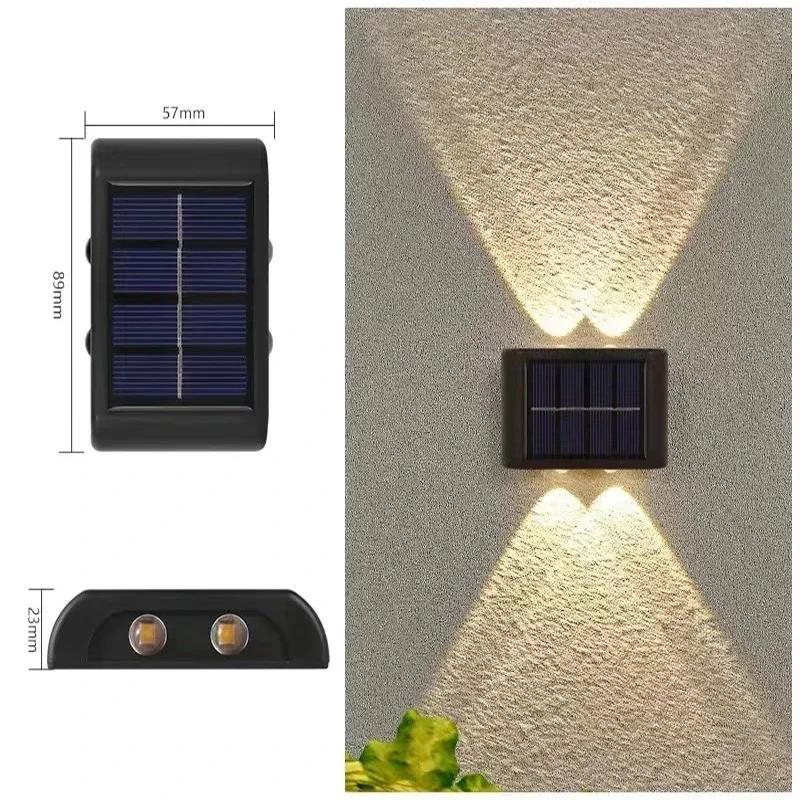 BMW Outdoor Lights Solar Powered, Convex Mirror Wall Light, IP65 Waterproof Up and Down Courtyards Gardens Stairs Corridors Walls