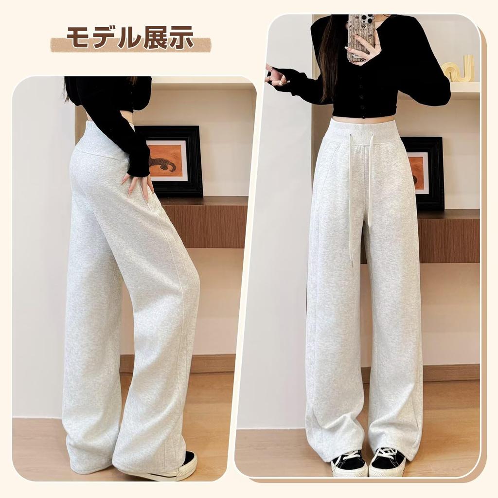 Sillictor Long Tracksuit Fitness Warm and Loose Women's Fleece-Lined Sweatpants, Pants, Underwear, Trousers, Insulated, Stylish, Fit, yc6070-B-wgr-M