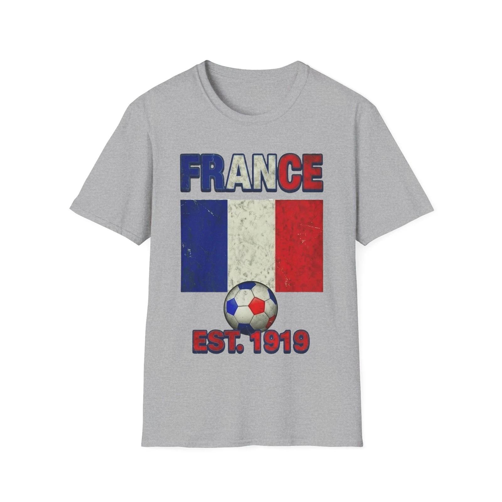 France Flag Soccer Est. 1919 T-Shirt | French Football Jersey Retro 3XL