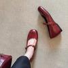 Sheepskin version~ Round head French temperament one-word buckle with Mary Jane shoes commuting versatile shallow mouth inner height increase single