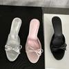 Fashion Eilyken 2025 New Arrivals Summer Pink Butterfly-knot Woman Slippers Elegance Stripper Thin Low Heels Ladies Mules Slides Shoes
