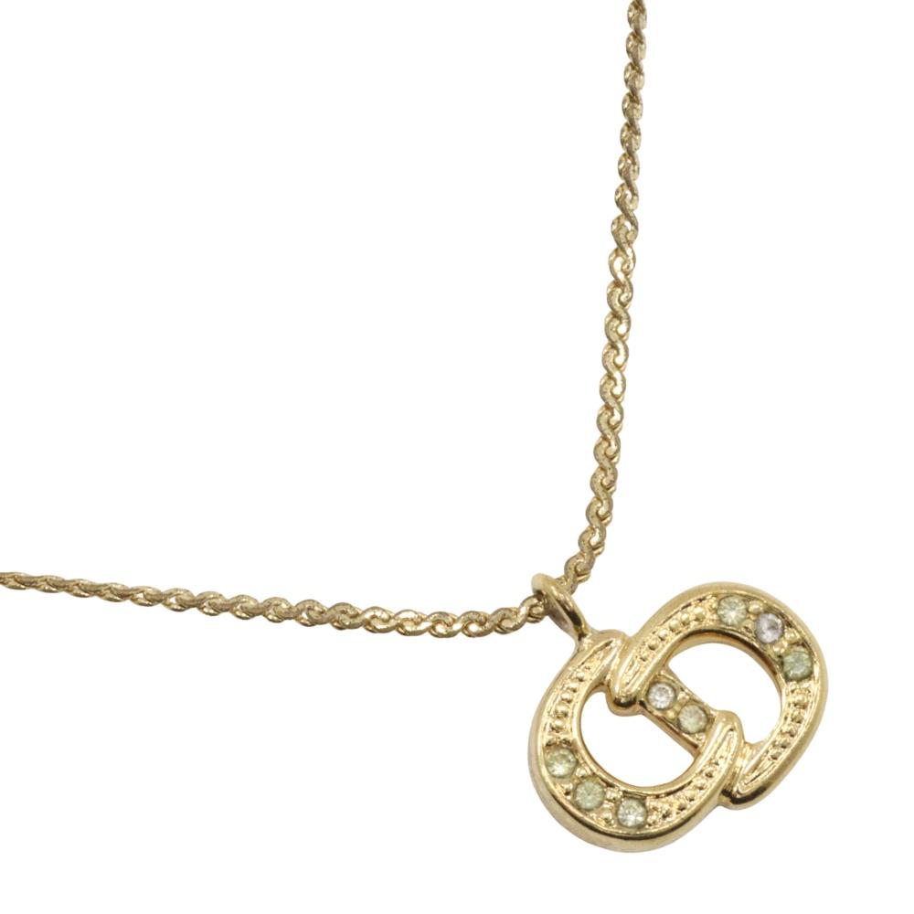 

Dior CD Necklace vintage Plated Gold/Rhinestone 4.2g Women Used