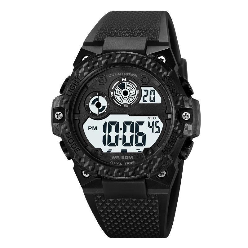 

Мужские спортивные часы секундомер обратный отсчет многофункциональные мужские цифровые часы водонепроницаемые уличные часы чёрный/белый
