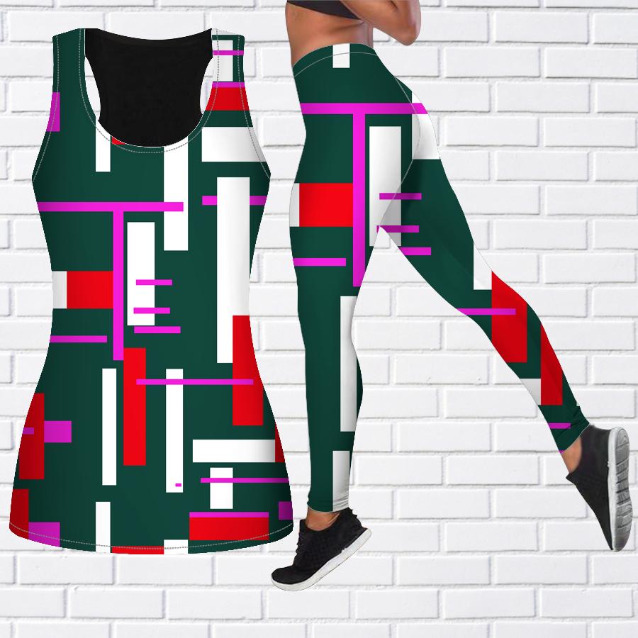 Color Cube Maze Print Yoga-Outfit für Damen, modische Workout-Leggings, Fitness, Sport, lässige Yoga-Hose