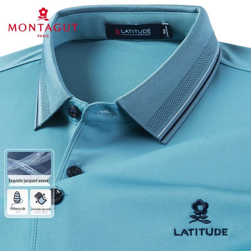 MONTAGUT Men's Silk Blend Long-Sleeve Polo Shirt
