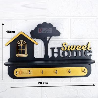 Home Decor Stylish Wooden Key Holder for Wall Decor with Stylish Stainless Steel 6 Hooks Beautiful Key Organizer for Home Decoration.