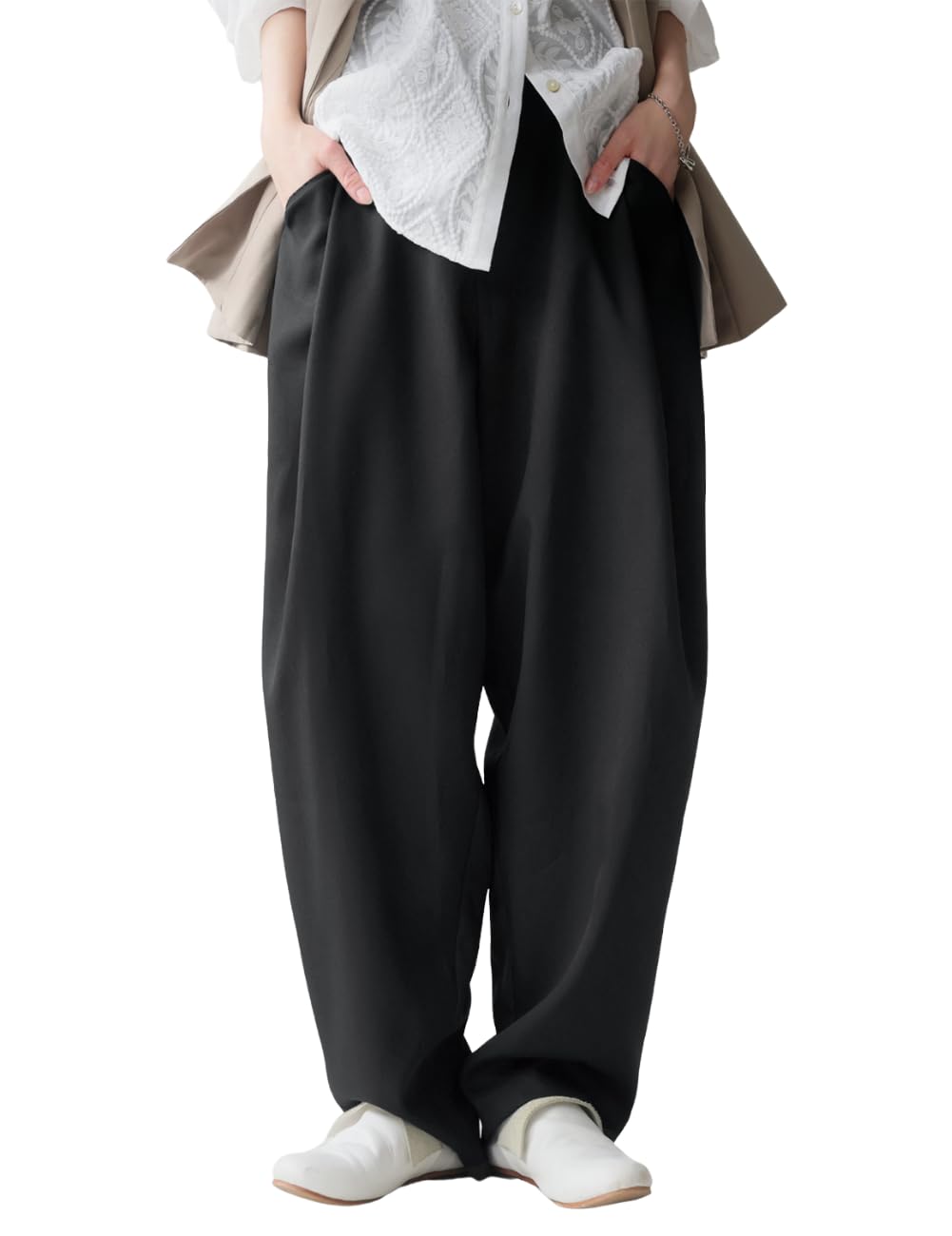 

antiqua Tuck Design Regular Size Women s Pants, Long, (S-L), 05, Black, ZE-01099