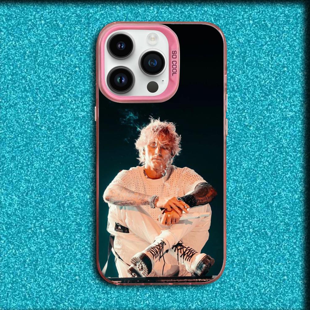 

MGK Machine Gun K-Kelly Phone Case For iPhone 16,15,14,13,12,11,Mini,Pro,MAX Pink Matte Silicone Cover iPhone15promax