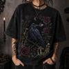 Gotisches Rabe T-Shirt und Kinder T-Shirt, Dunkles Cottagecore Krähe Shirt und Kinder T-Shirt, Hexen Rabe Grafik T-Shirt, Mond Rose Goth Ästhetik Unisex T-Shirt