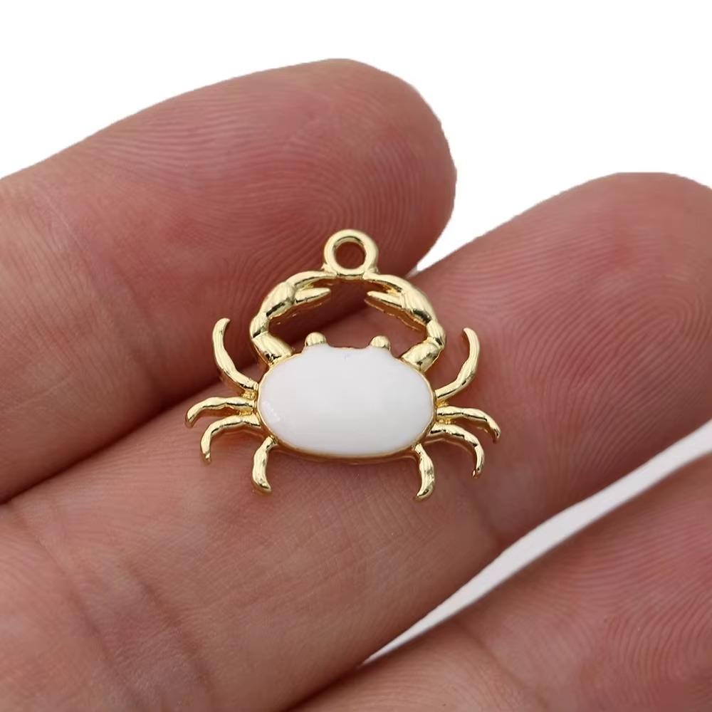 10Pcs Enamel Gold Color Pink Crab Charm Pendant For Jewelry Making Bracelet Necklace Diy Earrings Accessories Craft