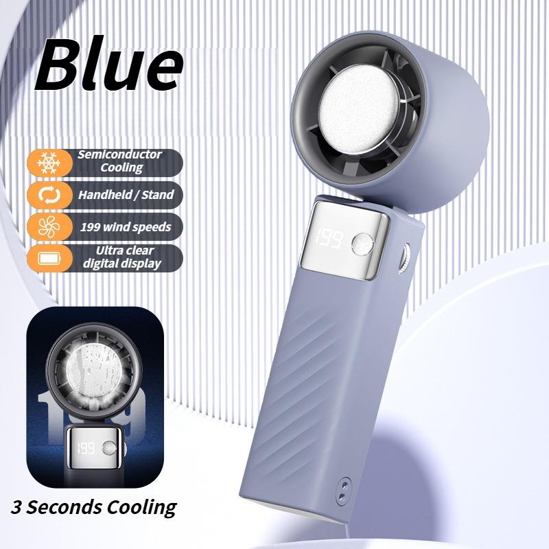 

New Portable 199-Speed Handheld Fan, Foldable Mini Home Outdoor Student Office Semiconductor Cooling Desktop Fan for On-the-Go