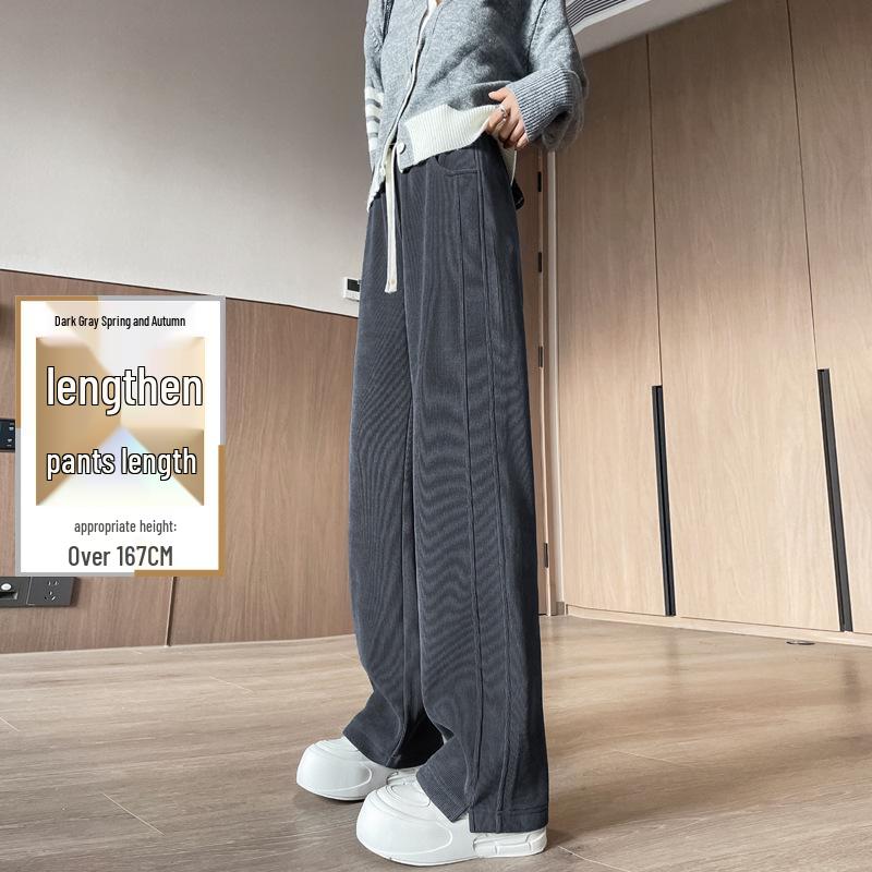 Women's Narrow and Wide-Leg Chenille Sweatpants, Fleece-Lined for Autumn/Winter 2024, Straight-Leg Casual Design.