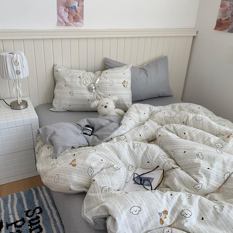 2026 Korean Cartoon Student Cotton 40TC Duvet Cover Set Ins Style Bedding