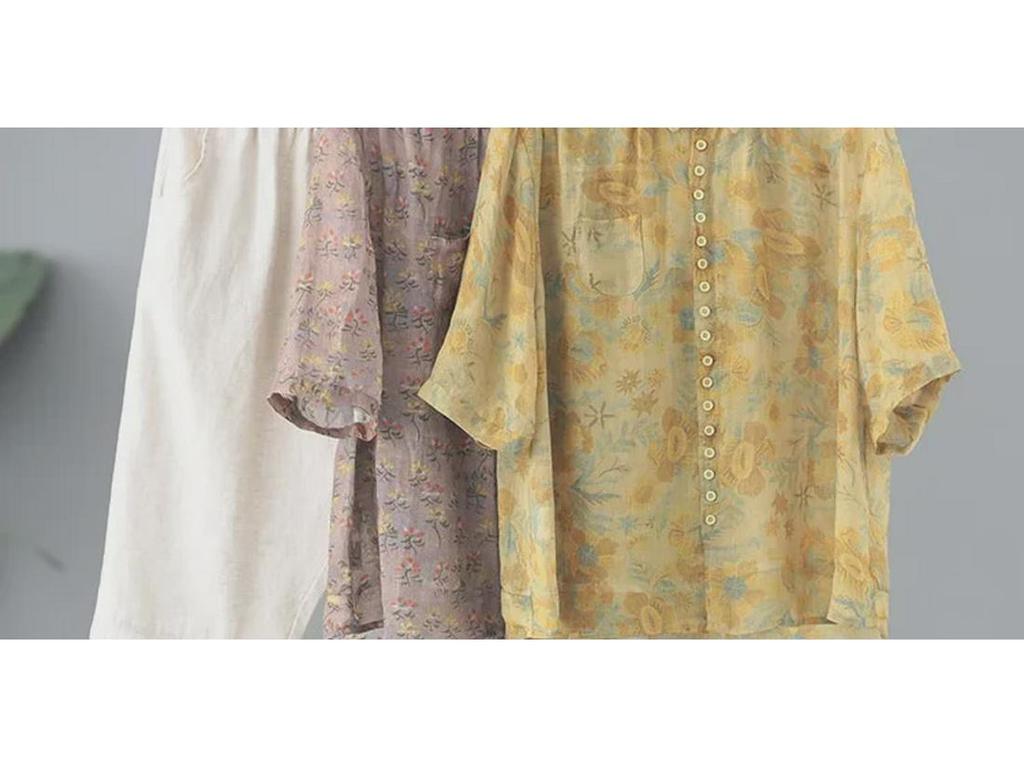 Női 2023 Nyári Virágos Rövid Ujjú Pamut Vászon Kétrészes Szett - Laza Szabású, Karcsúsító Koreai Stílusú Ruha