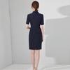 Navy Blue Short Sleeve Slimming Work Dress for Women