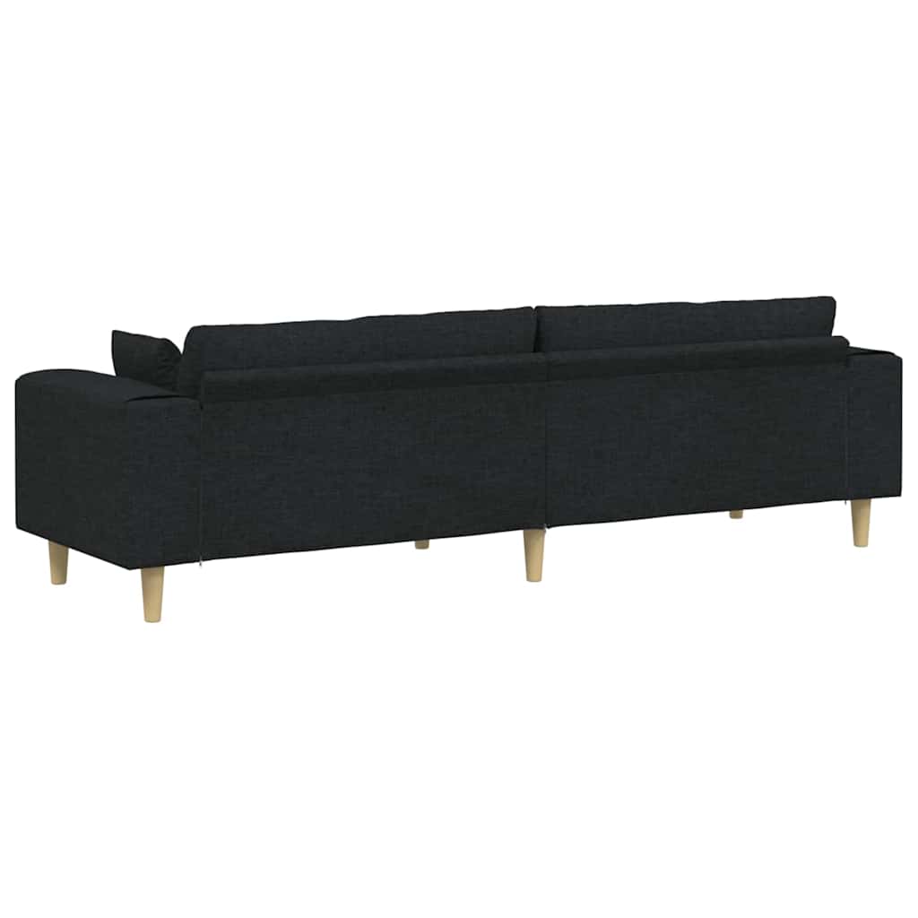 Black 4 Seater Sofa with Cushions 250 X 77 X 76 Cm Fabric