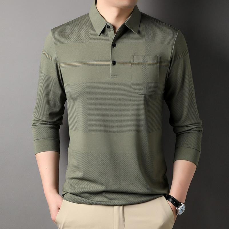 Dad Spring Tops, T-shirts, Long-sleeved Men's Bottoming Polo Shirts, Spring and Autumn Thin T-shirts