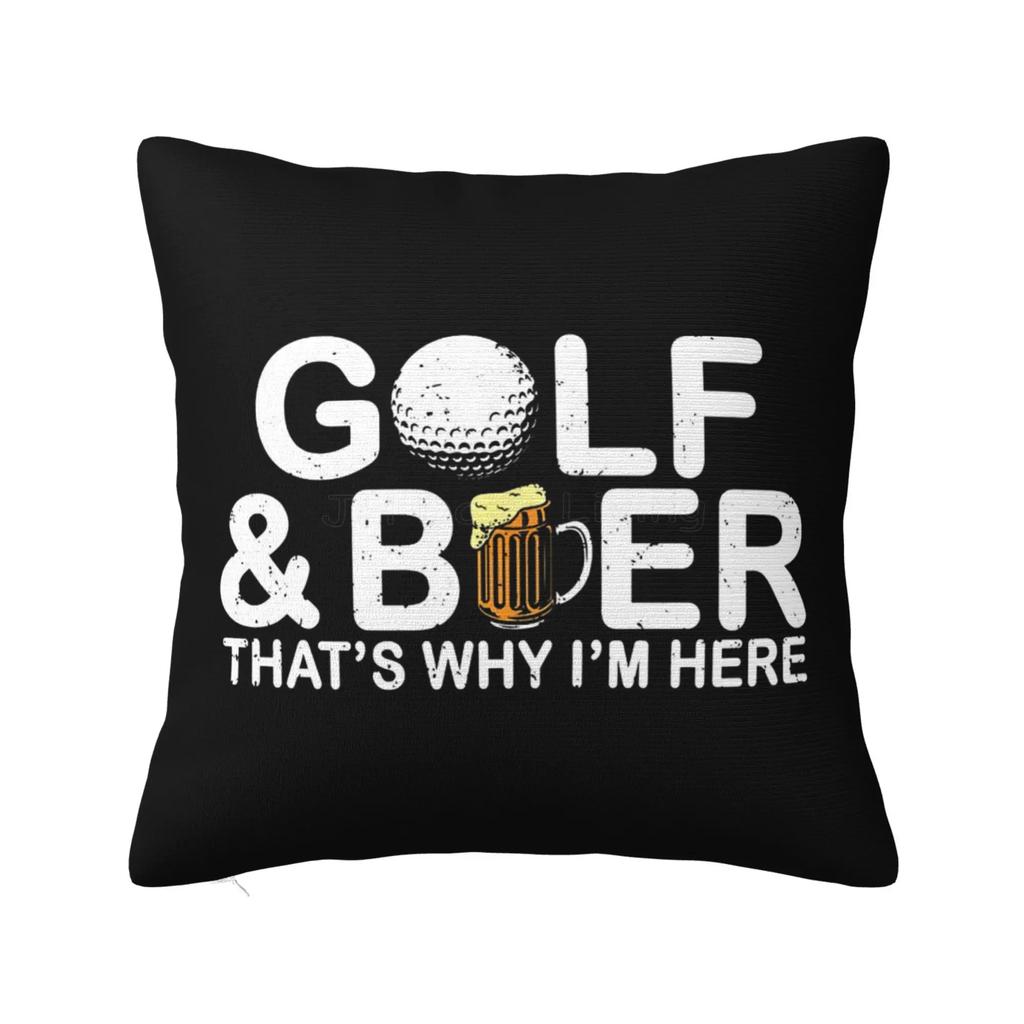 Golf Beer Throw Pillow Cover Square Pillow Case Cushion Cover for Bed Couch Sofa Office Decor Polyester Cotton x Inch