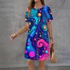 Fashion 3D Print Summer Dress Loose Casual Short Sleeve O-Neck Mini Dress