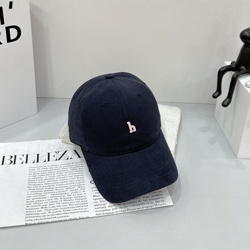 Baseball cap, hand-sewn hardware h letter soft top cotton cloth, thin sunshade, sunscreen cap, women's model