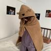 Kawaii Bear Hooded Blanket Fleece Material Blanket Shawl Ins Style Wearable Blanket  Living Room