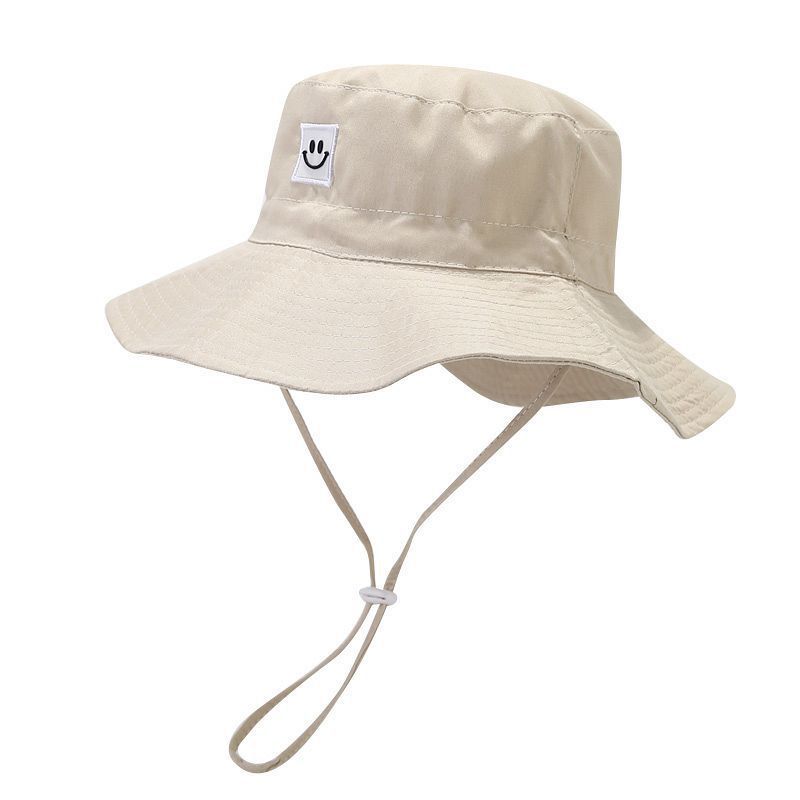 Baby Mädchen Kinder Sonnenhut mit einfarbigem lächelndem Gesicht Stickerei Design für Sommer Outdoor Schutz