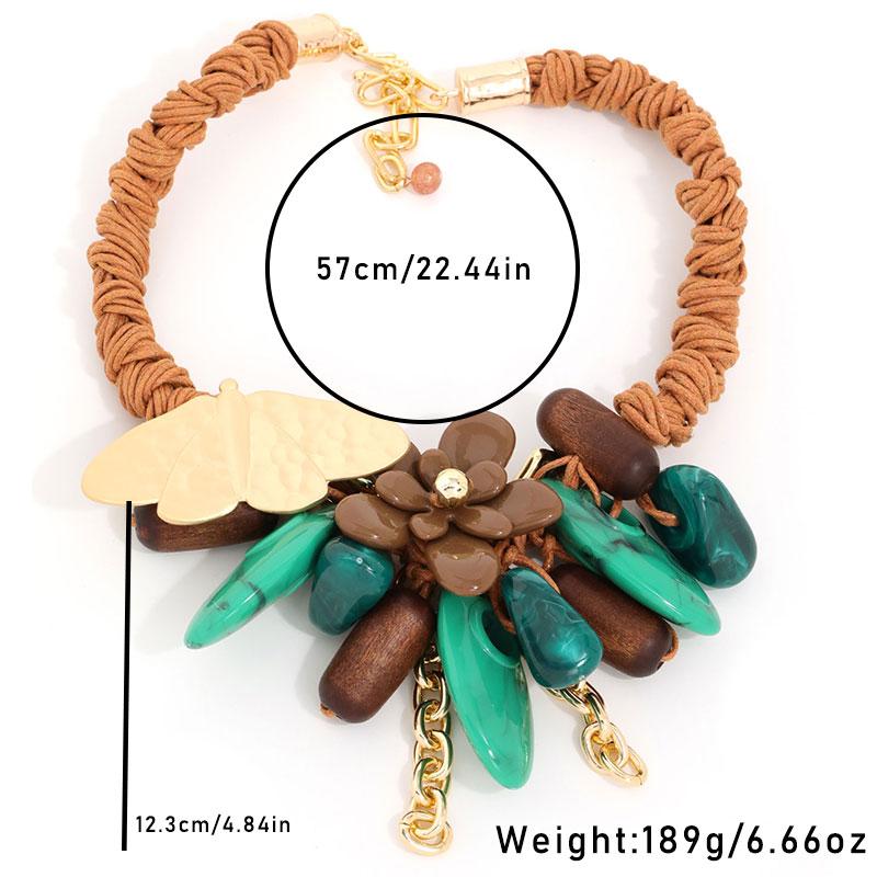 Statement Beads Necklace Butterfly Design for Woman Girl Wedding Party Jewelry