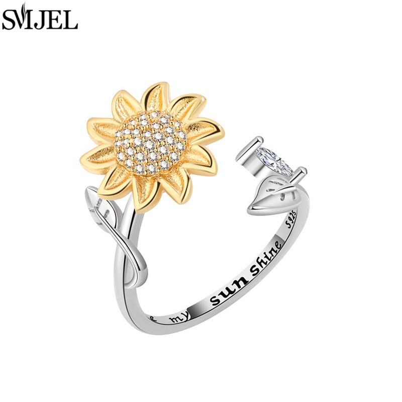 Etnisk Mote Tusenfryd Blomst Angstring Justerbar Dame Jenter Bekymring Stresslindring Smykker Spinnende Fidget-ringer Festgaver