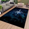 Velvet area carpet weighted crystal velvet 1pc blue compass pattern printed non-slip area carpet suitable for living decoration