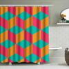 Leuchtend farbiger 3D Geometrischer Duschvorhang Wasserdichter Stoff Für Badezimmerdekor Rosa Orange Petrolgrün Modernes Design (Für dich: Cu