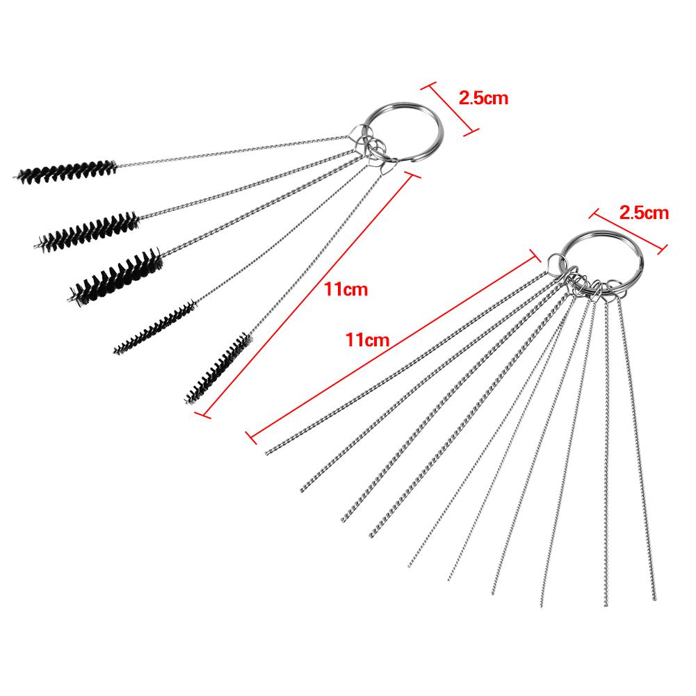 Carburetor Carbon Dirt Jet Remove 10 Cleaning Needles and 5 Brushes Tool Kits for Car&Motor