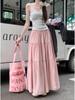Plus Size Autumn White Pleated Midi Skirt for Women
