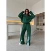 Spring and Autumn Casual Suit Women's High-end Pull-up Strips Contrasting Color Sweater Straight Trousers Two-piece Set