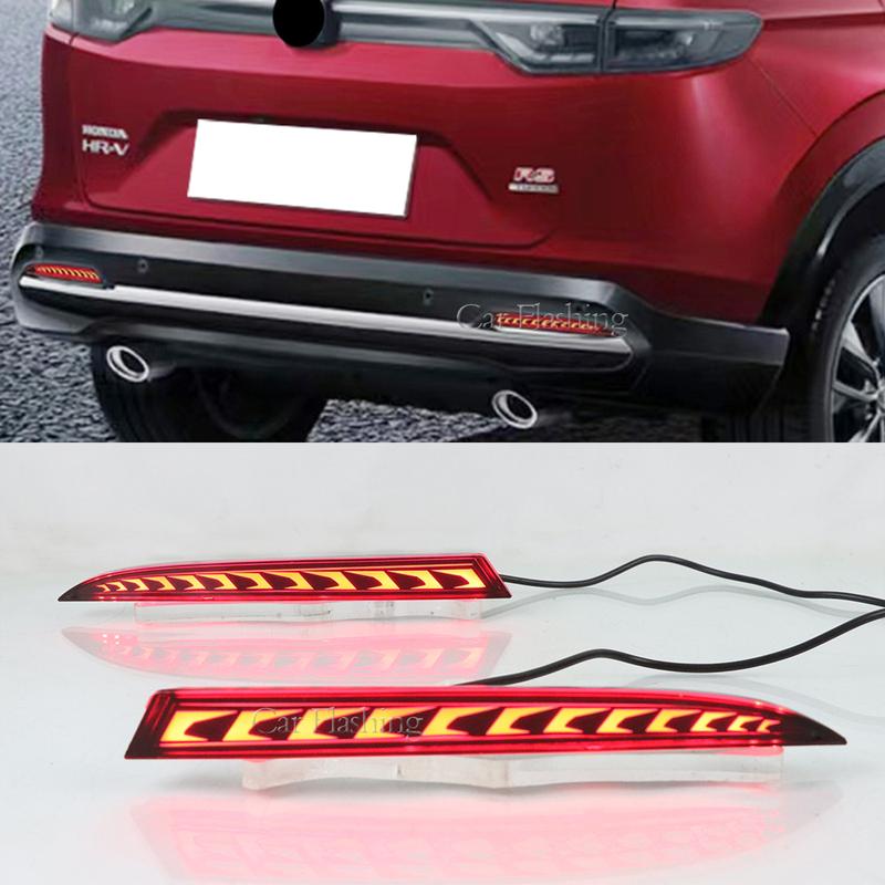 1 Pair LED Bumper Light Rear Fog Lamp Brake Light Dynamic Turn Signal Reflector For Honda HR-V HRV RS