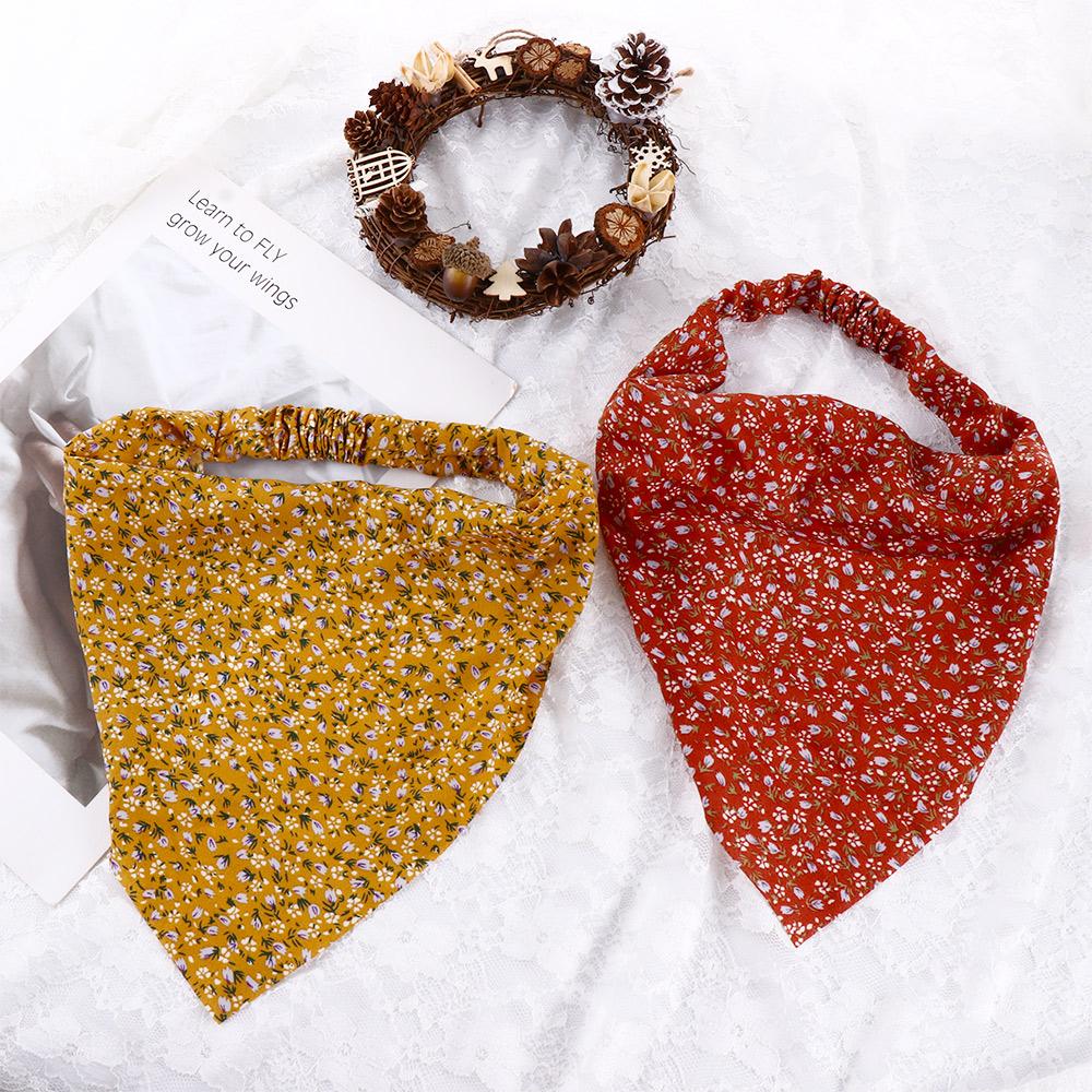 Cloth Floral Print Women Hair accessories Floral Turban Triangle hair headband Elastic headband