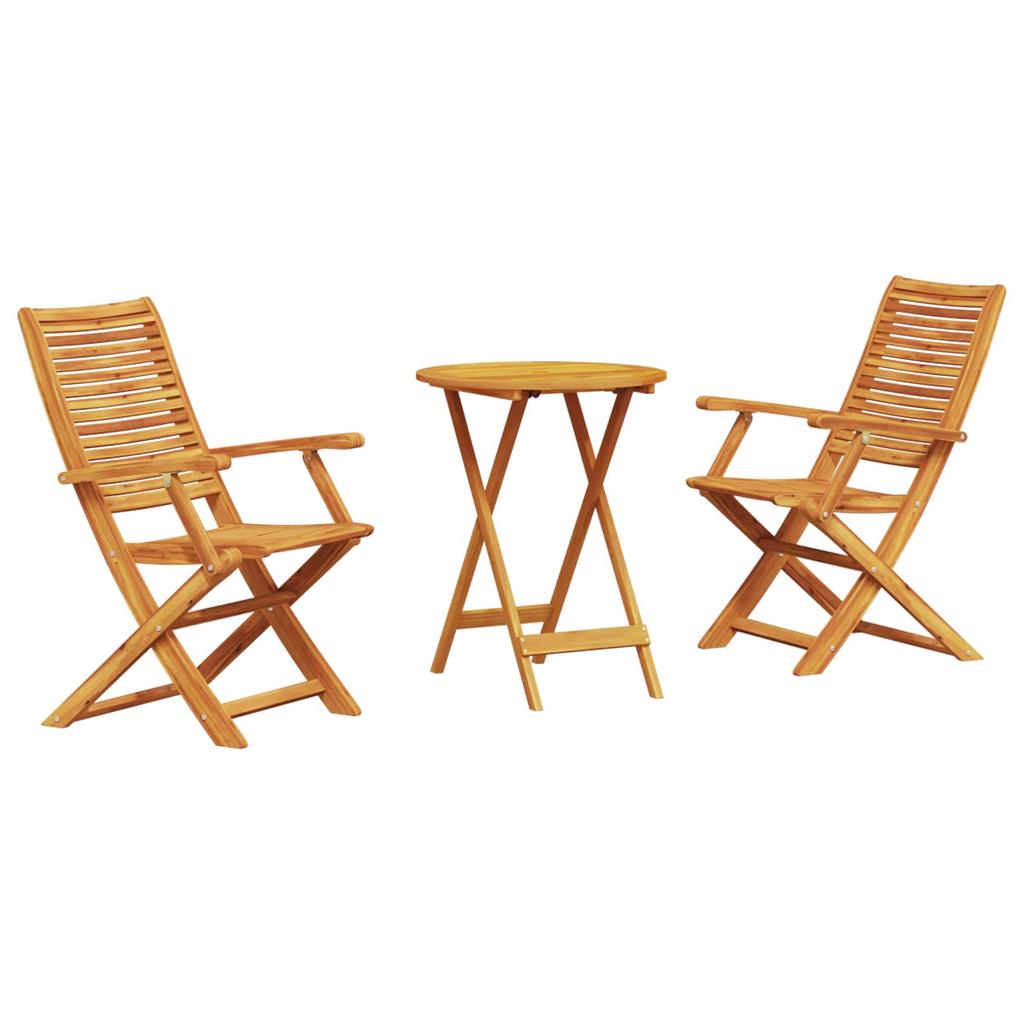 Folding Bistro Set 3 pcs Brown Solid Acacia Wood