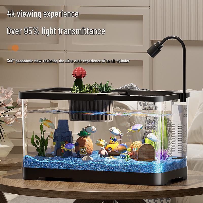 Acuario de Peces Betta de Alta Definición con Filtro y Oxigenador Integrados para Decoración de Sala de Estar