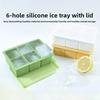 6-Hole Large Square Ice Grid Mold Household Handmade DIY Ice Making Mold with Lid Silicone Ice Grid Tray