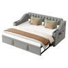 Upholstered Sofa Bed, 90/180*190 Cm, Wider and Thicker Armrests with USB Charging Port, Integrated Storage, with Slatted Frame, Velvet Fabric, Gray