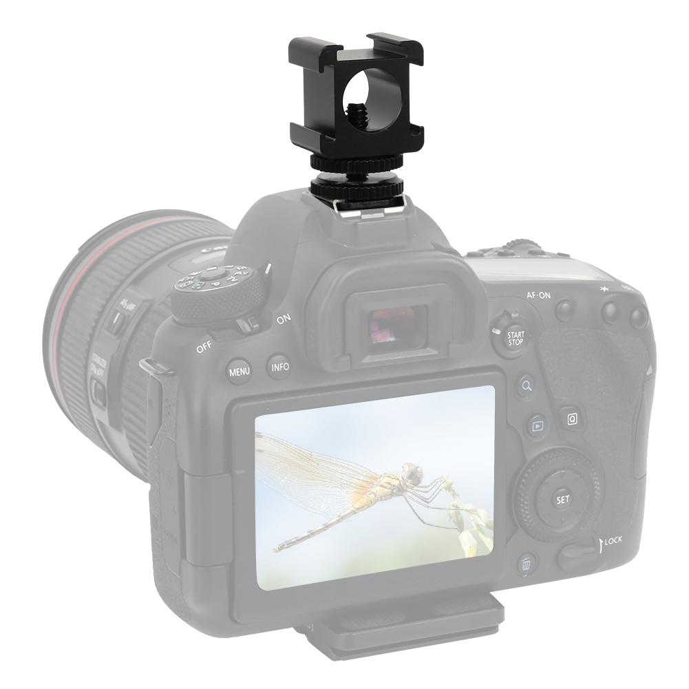 Metal Camera Tri Hot Shoe Mount Adapter for Microphone LED Video Light Monitor