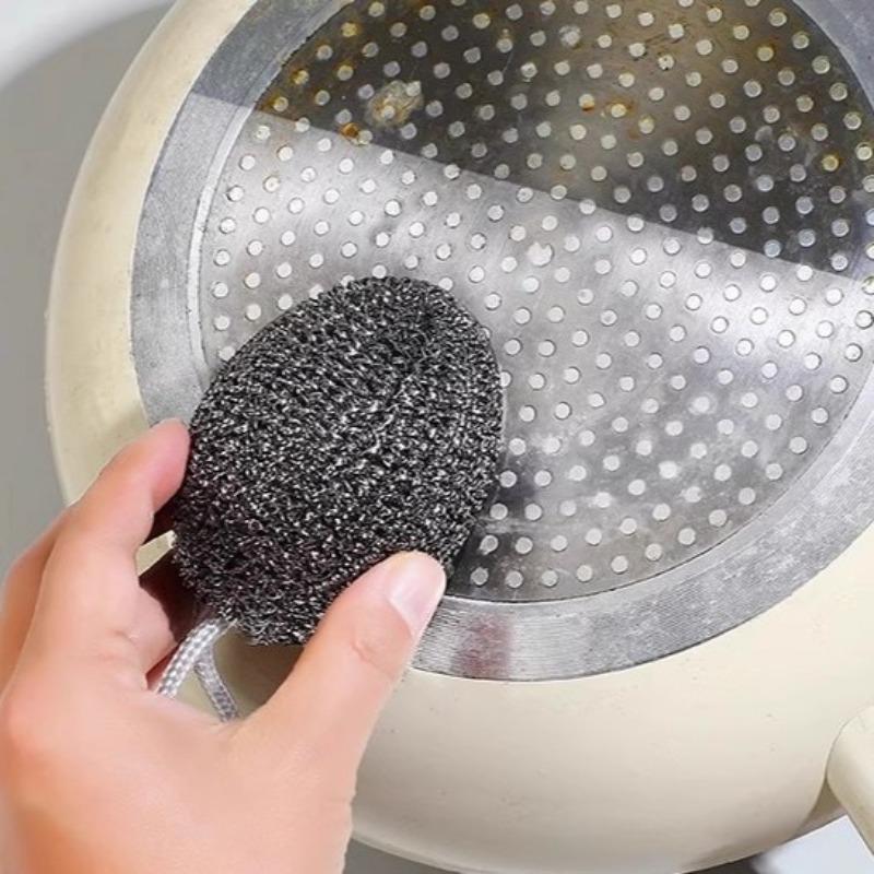 Built-in Lanyard Steel Wool Balls Stainless Steel Cleaning Balls Kitchen Cleaning Household Cleaning Pot Scrubbing and Dish Washing Balls