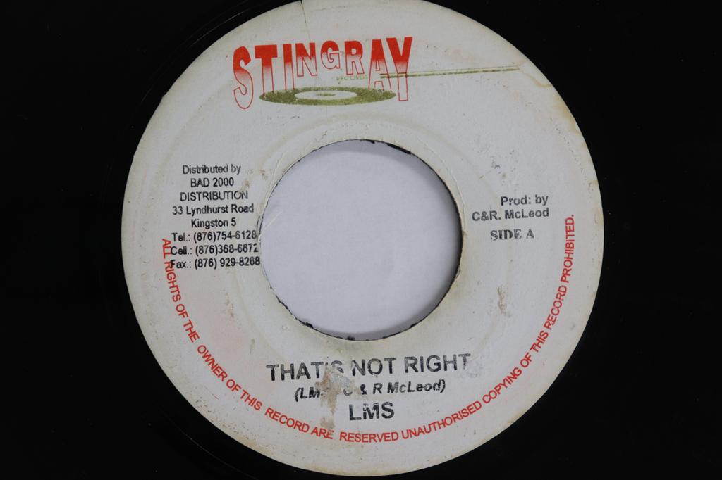 7inch Record L.M.S - That's Not Right NONE Stingray Record 2004 Jamaica Reggae, Ska & Dub Used
